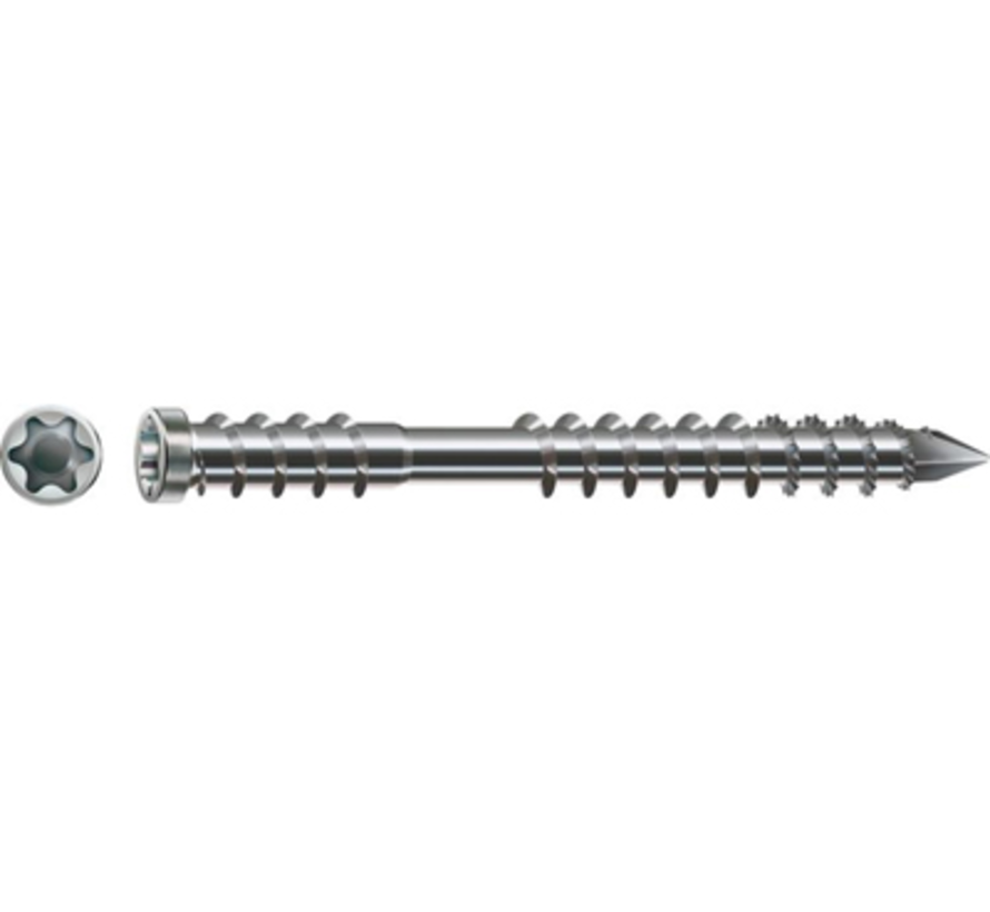 Spax-D - Wkręty do desek tarasowych - Łeb cylindryczny Torx 25 - 5 x 60 mm - Gwint częściowy - Stal nierdzewna (100 sztuk)