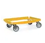 MESO - Wózek transportowy - Platforma rolkowa ABS - Żółty - Powierzchnia ładunkowa 600 x 400 mm - 4 kółka skrętne TPR - 100 mm - 250 kg