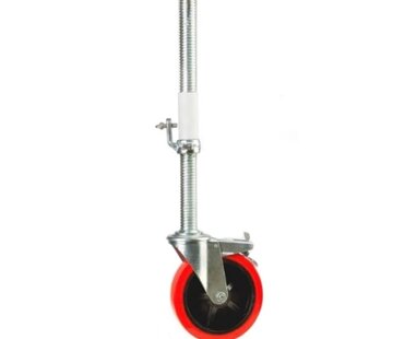 MESO Kółko do rusztowań PU, ze stalowym trzpieniem 38 mm z korkiem i rurką - 200 mm - 300 kg