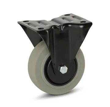 MESO Szare gumowe kółko stałe w czarnej obudowie - 100 mm - 150 kg