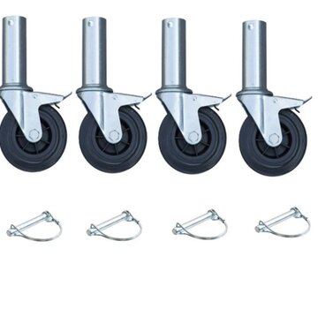 MESO Zestaw 4 gumowych kółek do rusztowań - 100 mm - 75 kg