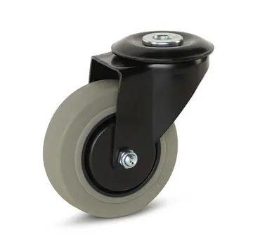 MESO Szare gumowe kółko w czarnej obudowie z centralnym otworem - 100 mm - 150 kg