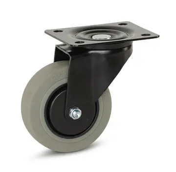 MESO Szare gumowe kółko w czarnej obudowie z płytą górną - 100 mm - 150 kg