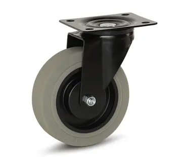 MESO Szare gumowe kółko w czarnej obudowie z płytą górną - 125 mm - 180 kg