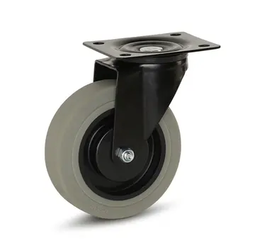 MESO Szare gumowe kółko w czarnej obudowie z płytą górną - 125 mm - 180 kg