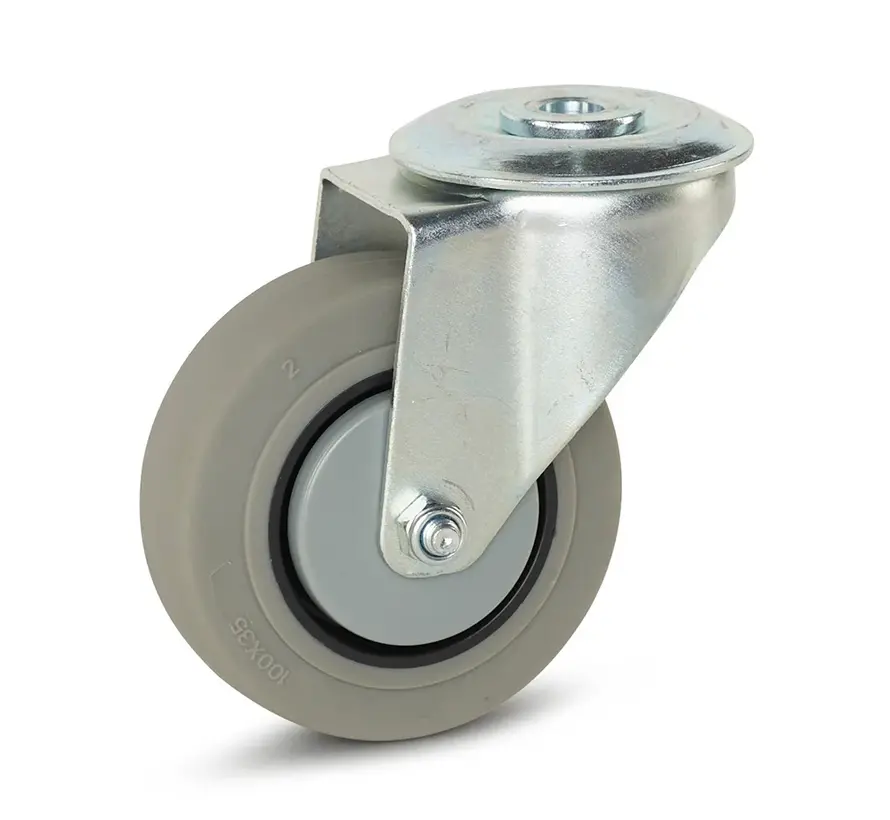 Szare gumowe kółko z centralnym otworem - 100 mm - 150 kg