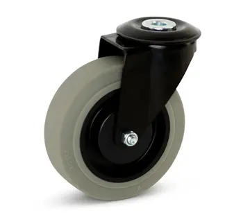 MESO Szare gumowe kółko w czarnej obudowie z centralnym otworem - 125 mm - 180 kg