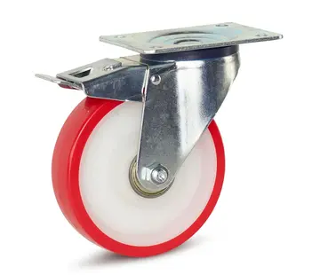 MESO Kółko obrotowe PU z hamulcem i płytą górną - 160 mm - 330 kg