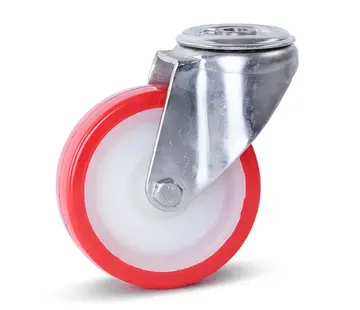 MESO Kółko obrotowe ze stali nierdzewnej PU z centralnym otworem - 100 mm - 180 kg
