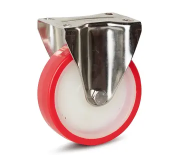 MESO Kółko stałe ze stali nierdzewnej PU - 125 mm - 220 kg