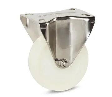 MESO Zestaw kołowy stały nierdzewny, biały nylon 100 mm - 180 kg