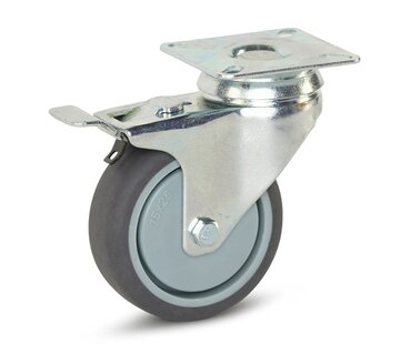MESO Kółko obrotowe wózka z hamulcem i płytą górną - 75 mm - 70 kg