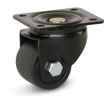 MESO Czarne nylonowe kółko obrotowe do dużych obciążeń z płytą górną - 65 mm - 500 kg