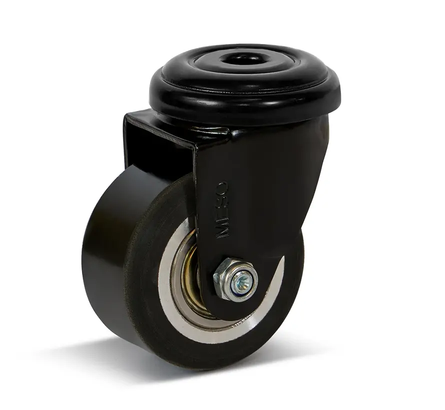 Kółko obrotowe PU z centralnym otworem - 50 mm - 120 kg