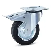 MESO Bezzapachowe gumowe kółko obrotowe z hamulcem i płytą górną - 160 mm - 200 kg