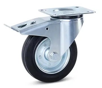MESO Bezzapachowe gumowe kółko obrotowe z hamulcem i płytą górną - 160 mm - 200 kg