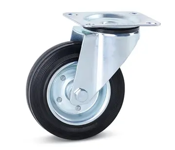 MESO Bezzapachowy gumowy zestaw kołowy skrętny z płytą górną - 160 mm - 200 kg