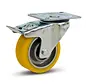 Kółko skrętne PU do dużych obciążeń z hamulcem i płytą górną - 100 mm - 350 kg