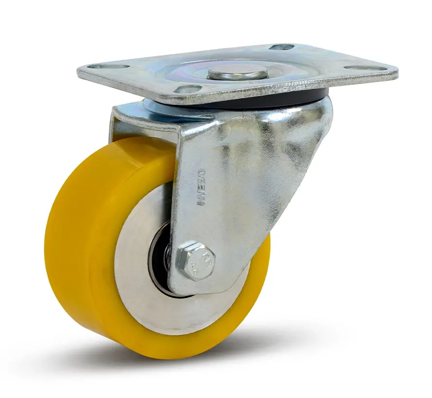 Kółko skrętne PU do dużych obciążeń z płytą górną - 80 mm - 300 kg