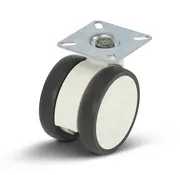 MESO Białe podwójne kółko meblowe z płytą górną - 75 mm - 80 kg