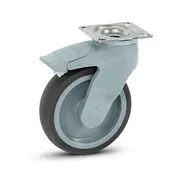 MESO Szare plastikowe kółko obrotowe z hamulcem i płytą górną - 125 mm - 100 kg