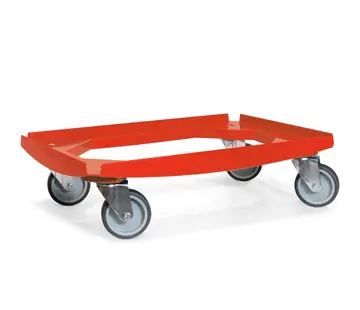 MESO MESO - Wózek transportowy - Platforma rolkowa ABS - Czerwony - Powierzchnia ładunkowa 600 x 400 mm - 4 kółka skrętne TPR - 100 mm - 250 kg