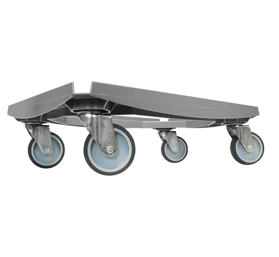 MESO - Wózek transportowy - Platforma rolkowa ABS - Szary - Powierzchnia ładunkowa 600 x 400 mm - 4 kółka skrętne TPR - 100 mm - 250 kg