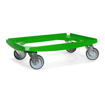MESO MESO - Wózek transportowy - Platforma rolkowa ABS - Zielony - Powierzchnia ładunkowa 600 x 400 mm - 4 kółka skrętne TPR - 100 mm - 250 kg