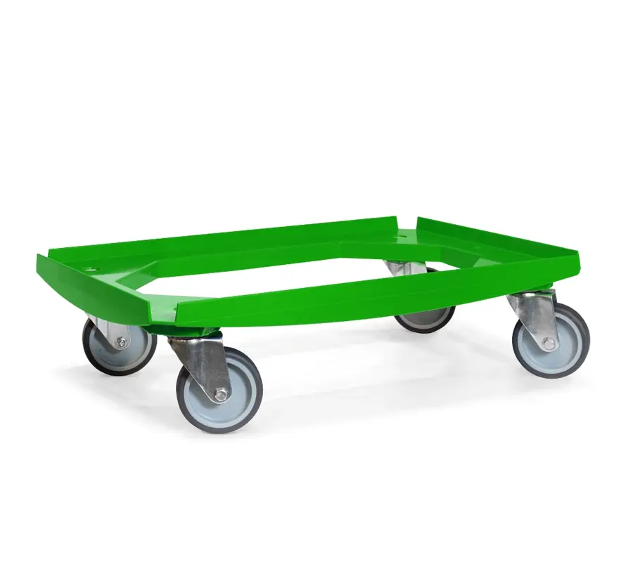 MESO - Wózek transportowy - Platforma rolkowa ABS - Zielony - Powierzchnia ładunkowa 600 x 400 mm - 4 kółka skrętne TPR - 100 mm - 250 kg