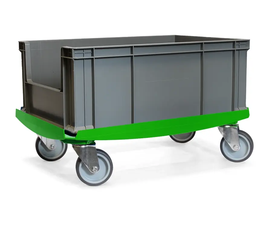 MESO - Wózek transportowy - Platforma rolkowa ABS - Zielony - Powierzchnia ładunkowa 600 x 400 mm - 4 kółka skrętne TPR - 100 mm - 250 kg