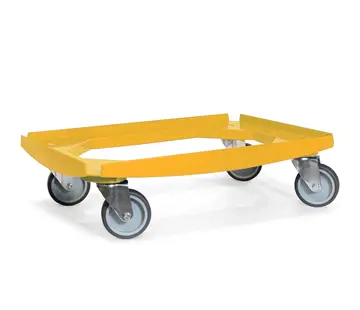MESO MESO - Wózek transportowy - Platforma rolkowa ABS - Żółty - Powierzchnia ładunkowa 600 x 400 mm - 4 kółka skrętne TPR - 100 mm - 250 kg