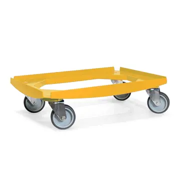 MESO MESO - Wózek transportowy - Platforma rolkowa ABS - Żółty - Powierzchnia ładunkowa 600 x 400 mm - 4 kółka skrętne TPR - 100 mm - 250 kg