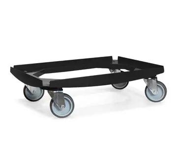 MESO MESO - Wózek transportowy - Platforma rolkowa ABS - Czarny - Powierzchnia ładunkowa 600 x 400 mm - 4 kółka skrętne TPR - 100 mm - 250 kg