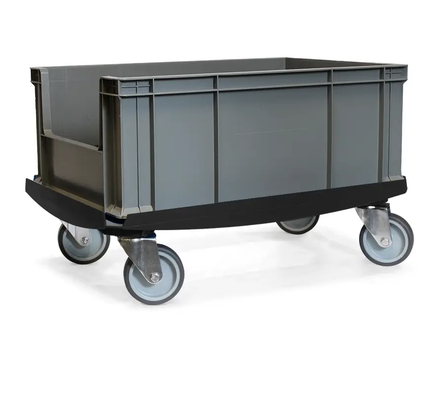 MESO - Wózek transportowy - Platforma rolkowa ABS - Czarny - Powierzchnia ładunkowa 600 x 400 mm - 4 kółka skrętne TPR - 100 mm - 250 kg