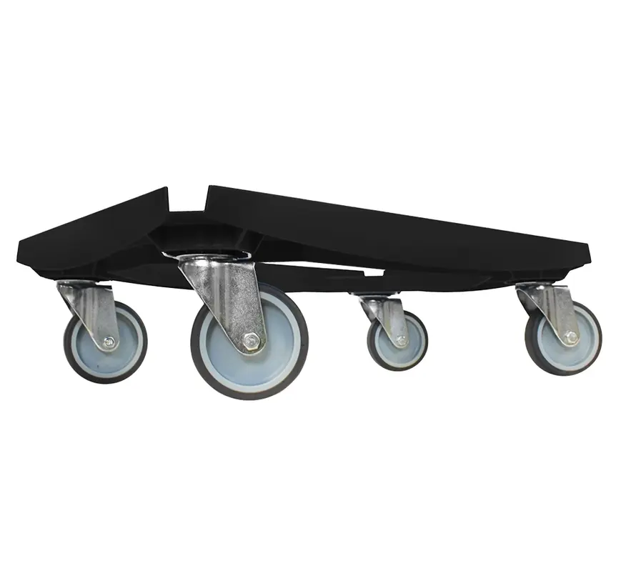MESO - Wózek transportowy - Platforma rolkowa ABS - Czarny - Powierzchnia ładunkowa 600 x 400 mm - 4 kółka skrętne TPR - 100 mm - 250 kg