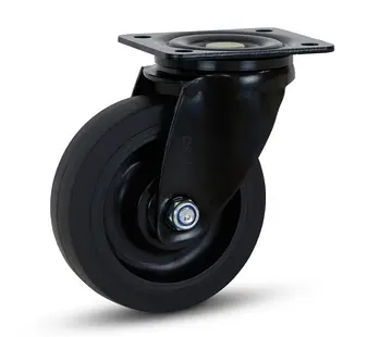 MESO Czarne gumowe kółko obrotowe z płytą górną - 125 mm - 180 kg