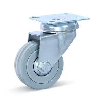 MESO Kółko obrotowe z szarej gumy z płytą górną - 50 mm - 50 kg