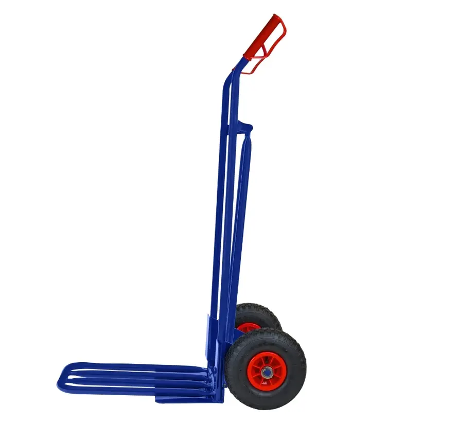 Steekwagen blauw - incl. klep - Max 200 kg - Luchtband Rood/Zwart