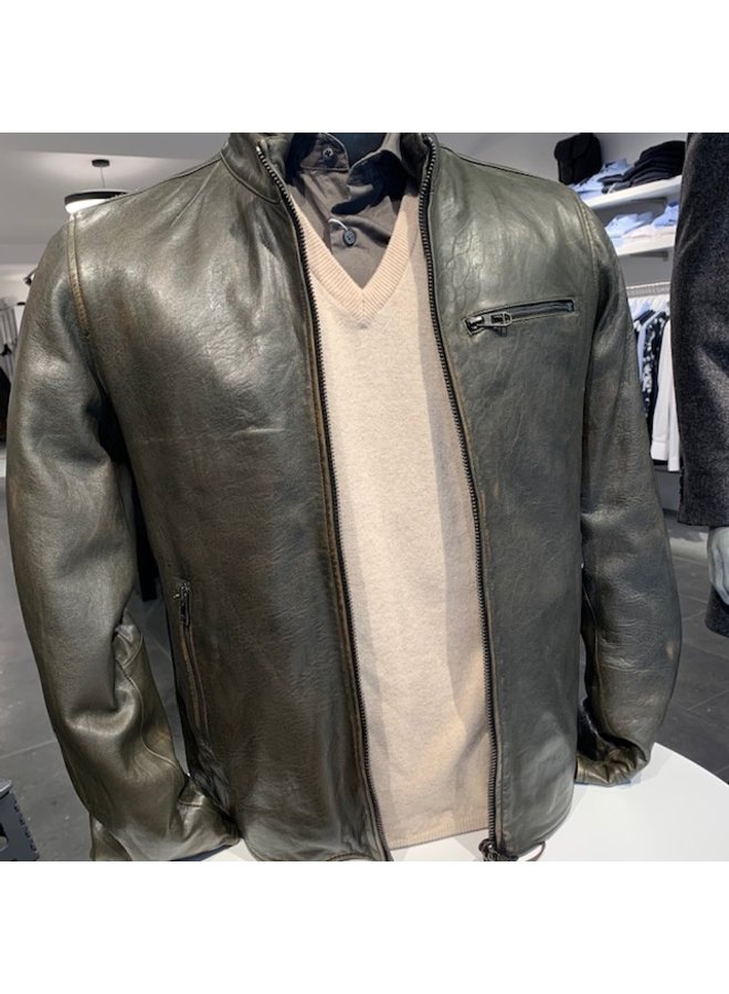 Milestone Jacket Leather Green
