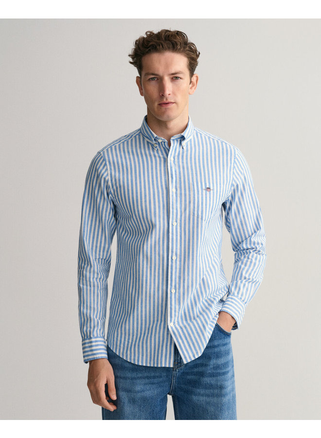 Gant Overhemd Cotton/Linnen Stripe Day Blue