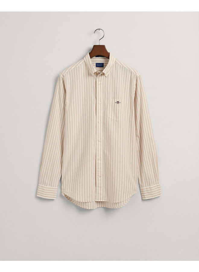 Gant Overhemd Cotton/Linnen Stripe Dry Sand
