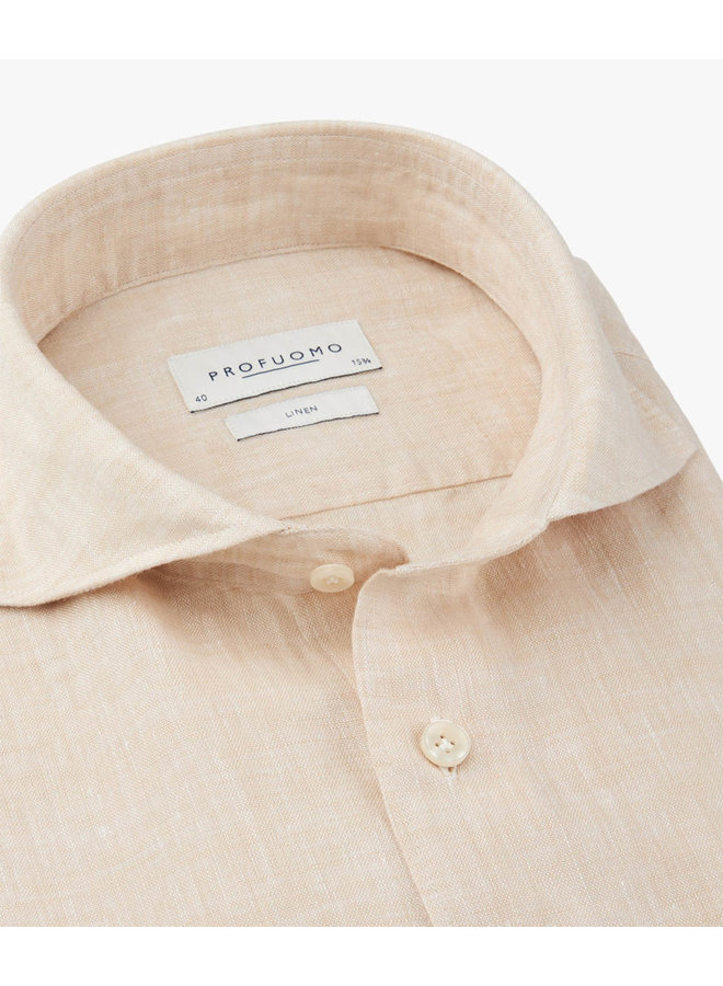 Profuomo Shirt Linnen X-Cutaway Beige