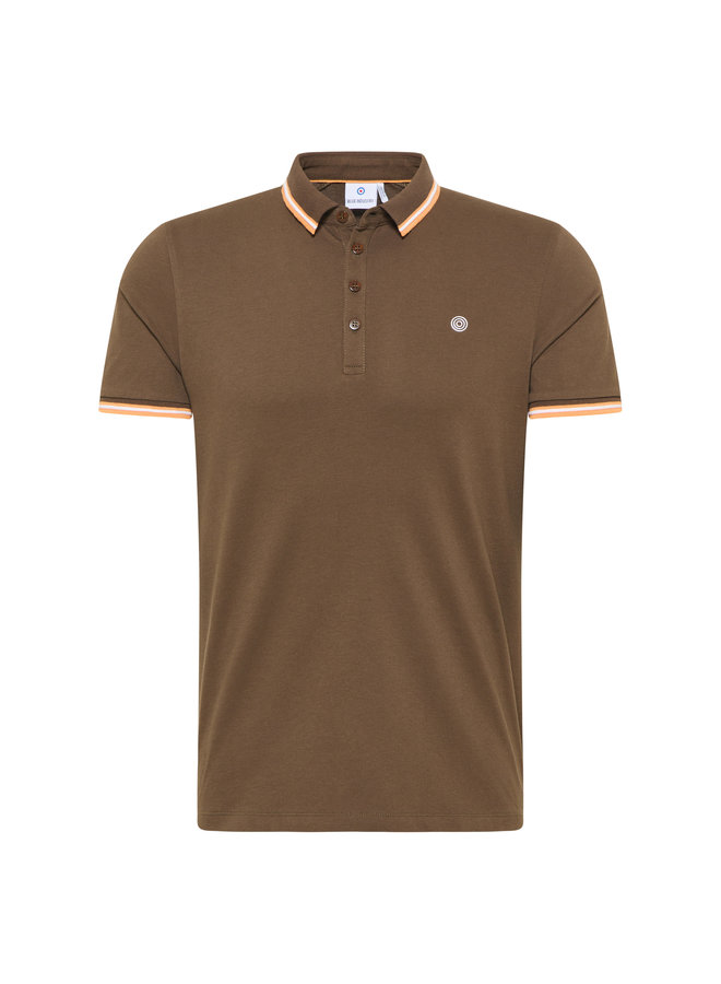 Blue Industry Polo Stripe Brown