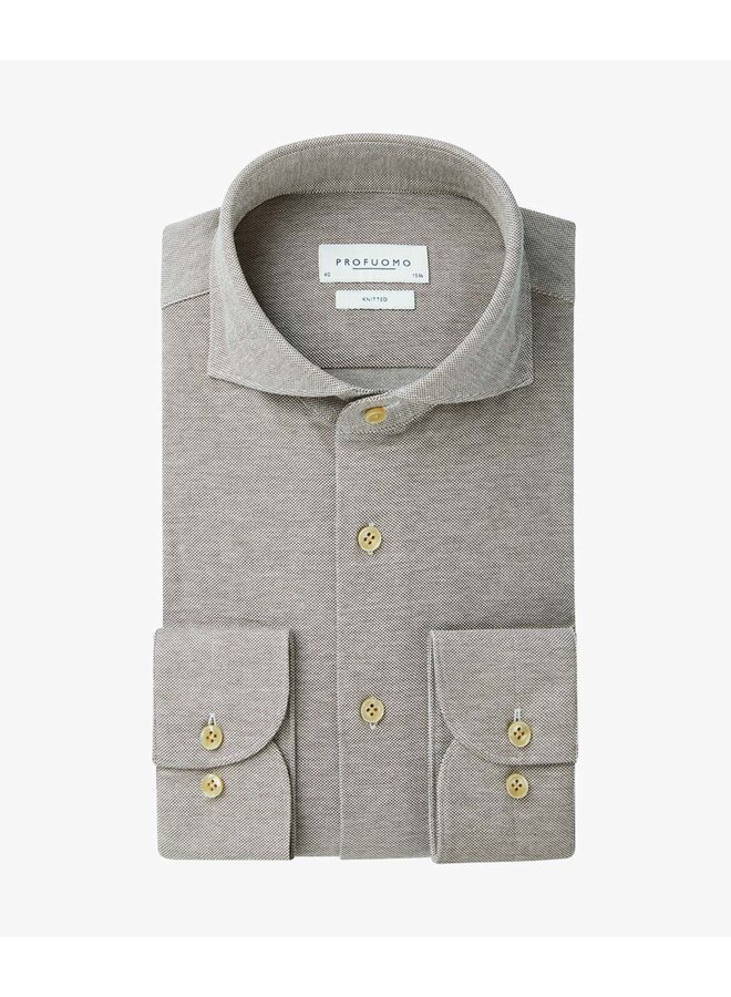 Profuomo Shirt Knitted Pique Light Brown