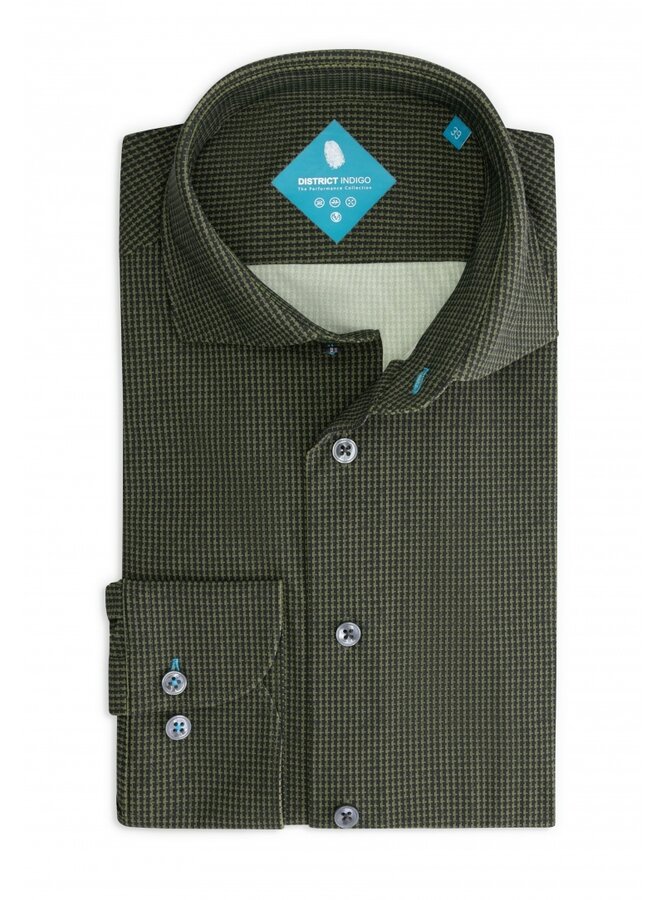 District Indigo Performance Shirt Pied de Poule Green