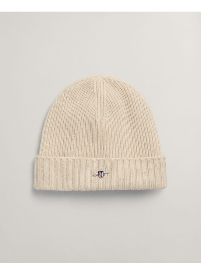 Gant Beanie Shield Wool Cream