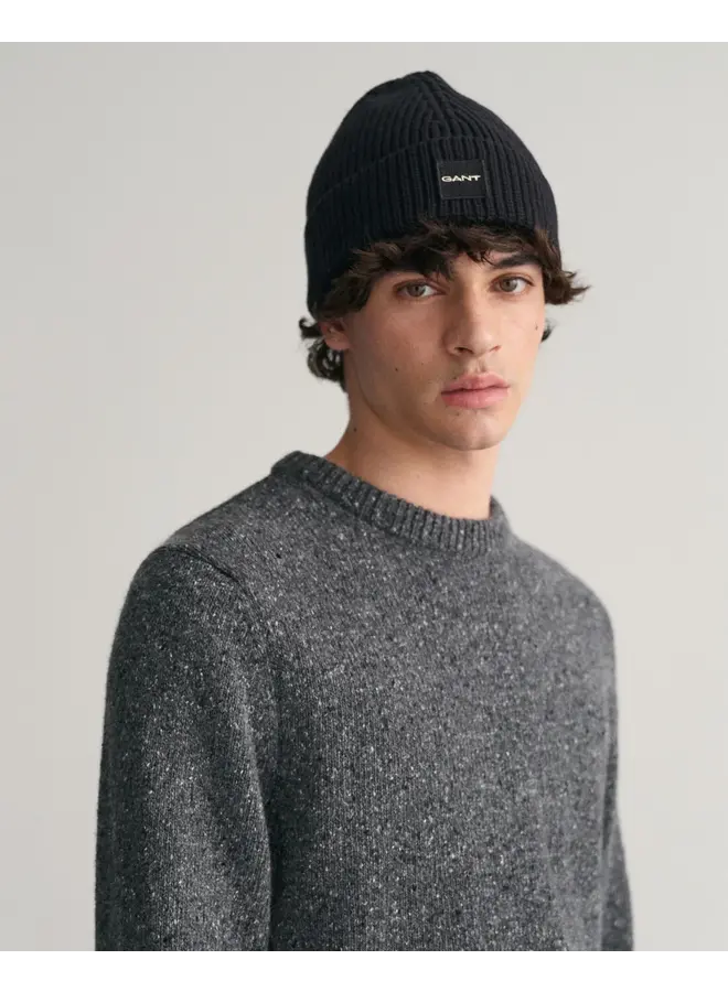 Gant Pullover Wool Neps C-Neck Antraciet Melange