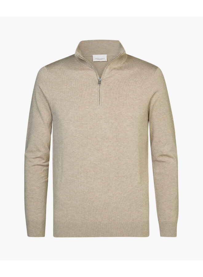 Profuomo Pullover Half Zip Beige/l Taupe Melange