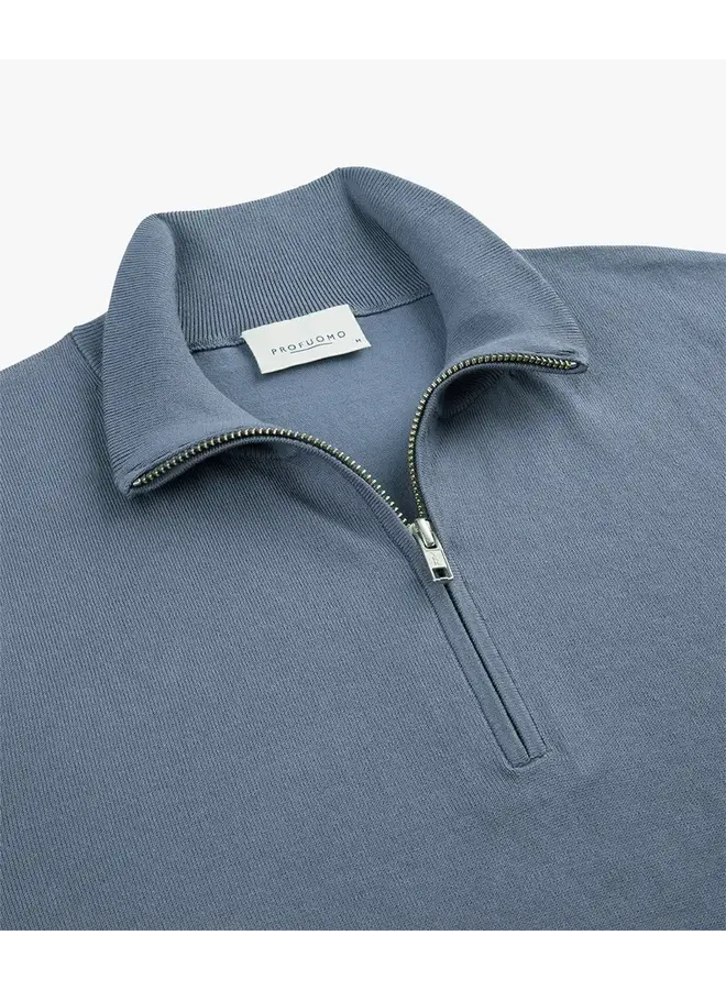 Profuomo Pullover Half Zip Grey Blue