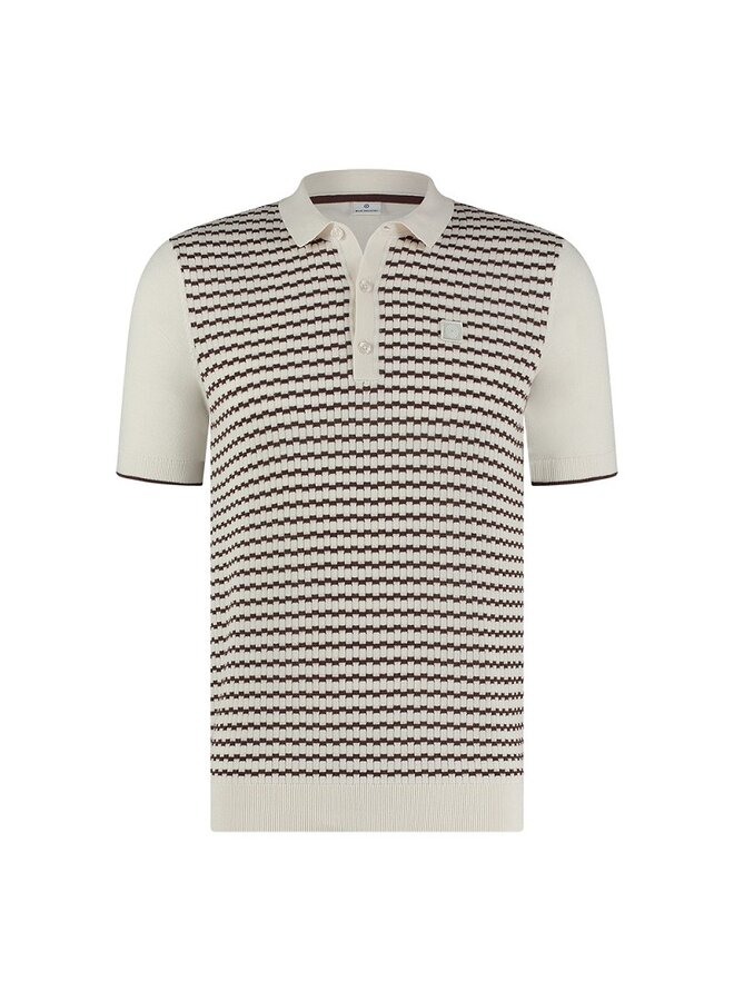 Blue Industry Polo Knitted Print Off-White/Brown